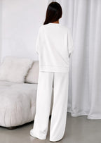PRETTYGARDEN 2 Piece Sets For Women Fall Trendy Long Sleeve Sweatshirt Wide Leg Pants Loungewear Set Matching Sweatsuit