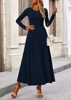 PRETTYGARDEN 2 Piece Casual Ribbed Knit Long Sleeve Crop Tops Maxi Flowy Skirts Matching Sets