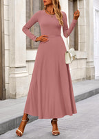 PRETTYGARDEN 2 Piece Casual Ribbed Knit Long Sleeve Crop Tops Maxi Flowy Skirts Matching Sets