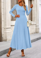 PRETTYGARDEN 2 Piece Casual Ribbed Knit Long Sleeve Crop Tops Maxi Flowy Skirts Matching Sets