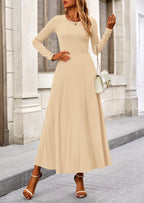 PRETTYGARDEN 2 Piece Casual Ribbed Knit Long Sleeve Crop Tops Maxi Flowy Skirts Matching Sets