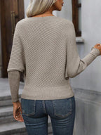 Women Round Neck Solid Color Casual Knitted Top