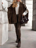 Women Plush Hooded Vertical Stripe Printed Casual Coat