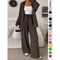 Women's Casual Sporty Shirt and Long Pants Set, Loose Button-Up Top and Wide-Leg Pants Two-Piece Set, Comfortable and Stylish