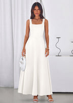 PRETTYGARDEN Womens Summer Dresses Sleeveless Elegant Square Neck Aline Swing Maxi Beach Wedding Guest Dress Pockets