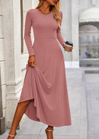 PRETTYGARDEN 2 Piece Casual Ribbed Knit Long Sleeve Crop Tops Maxi Flowy Skirts Matching Sets