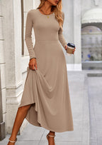 PRETTYGARDEN 2 Piece Casual Ribbed Knit Long Sleeve Crop Tops Maxi Flowy Skirts Matching Sets