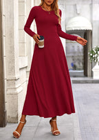 PRETTYGARDEN 2 Piece Casual Ribbed Knit Long Sleeve Crop Tops Maxi Flowy Skirts Matching Sets