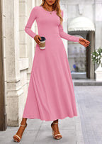PRETTYGARDEN 2 Piece Casual Ribbed Knit Long Sleeve Crop Tops Maxi Flowy Skirts Matching Sets