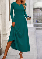 PRETTYGARDEN 2 Piece Casual Ribbed Knit Long Sleeve Crop Tops Maxi Flowy Skirts Matching Sets