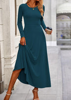 PRETTYGARDEN 2 Piece Casual Ribbed Knit Long Sleeve Crop Tops Maxi Flowy Skirts Matching Sets