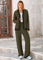 PRETTYGARDEN Lounge Sets for Women Fall Loungewear 2 Piece Outfits Cardigan Sweaters Track Suit Matching Winter Clothing