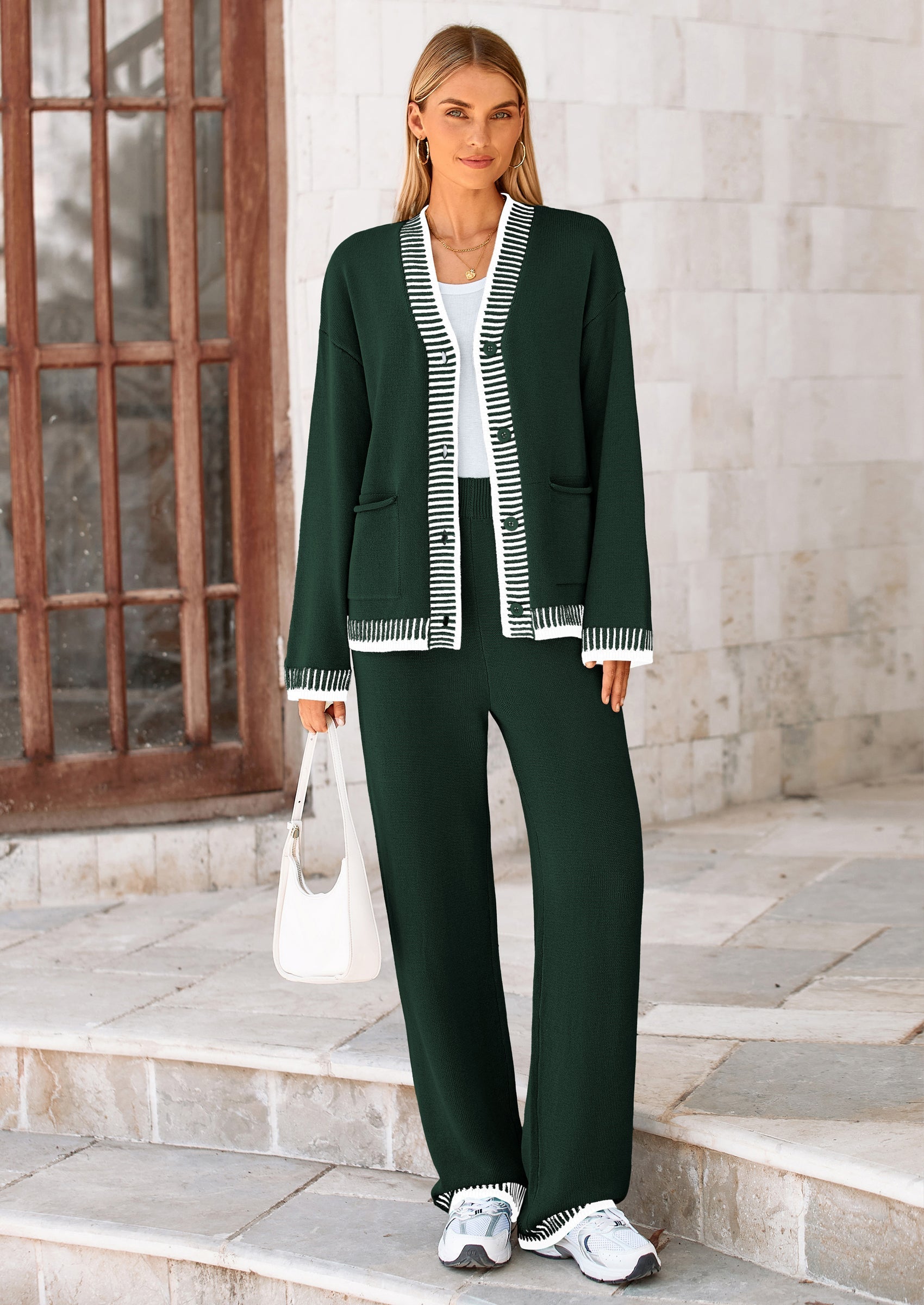 PRETTYGARDEN Lounge Sets for Women Fall Loungewear 2 Piece Outfits Cardigan Sweaters Track Suit Matching Winter Clothing