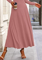 PRETTYGARDEN 2 Piece Casual Ribbed Knit Long Sleeve Crop Tops Maxi Flowy Skirts Matching Sets