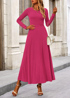 PRETTYGARDEN 2 Piece Casual Ribbed Knit Long Sleeve Crop Tops Maxi Flowy Skirts Matching Sets
