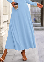 PRETTYGARDEN 2 Piece Casual Ribbed Knit Long Sleeve Crop Tops Maxi Flowy Skirts Matching Sets