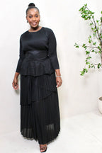 Elegant Black Pleated Set