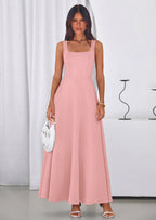 PRETTYGARDEN Womens Summer Dresses Sleeveless Elegant Square Neck Aline Swing Maxi Beach Wedding Guest Dress Pockets