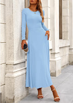PRETTYGARDEN 2 Piece Casual Ribbed Knit Long Sleeve Crop Tops Maxi Flowy Skirts Matching Sets