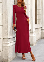 PRETTYGARDEN 2 Piece Casual Ribbed Knit Long Sleeve Crop Tops Maxi Flowy Skirts Matching Sets