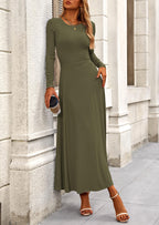 PRETTYGARDEN 2 Piece Casual Ribbed Knit Long Sleeve Crop Tops Maxi Flowy Skirts Matching Sets
