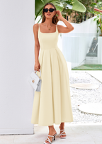 PRETTYGARDEN Cocktail Dresses for Women Spring Elegant Ruffle A Line Long Flowy Summer Formal Wedding Guest Maxi Dress