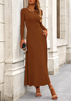 PRETTYGARDEN 2 Piece Casual Ribbed Knit Long Sleeve Crop Tops Maxi Flowy Skirts Matching Sets