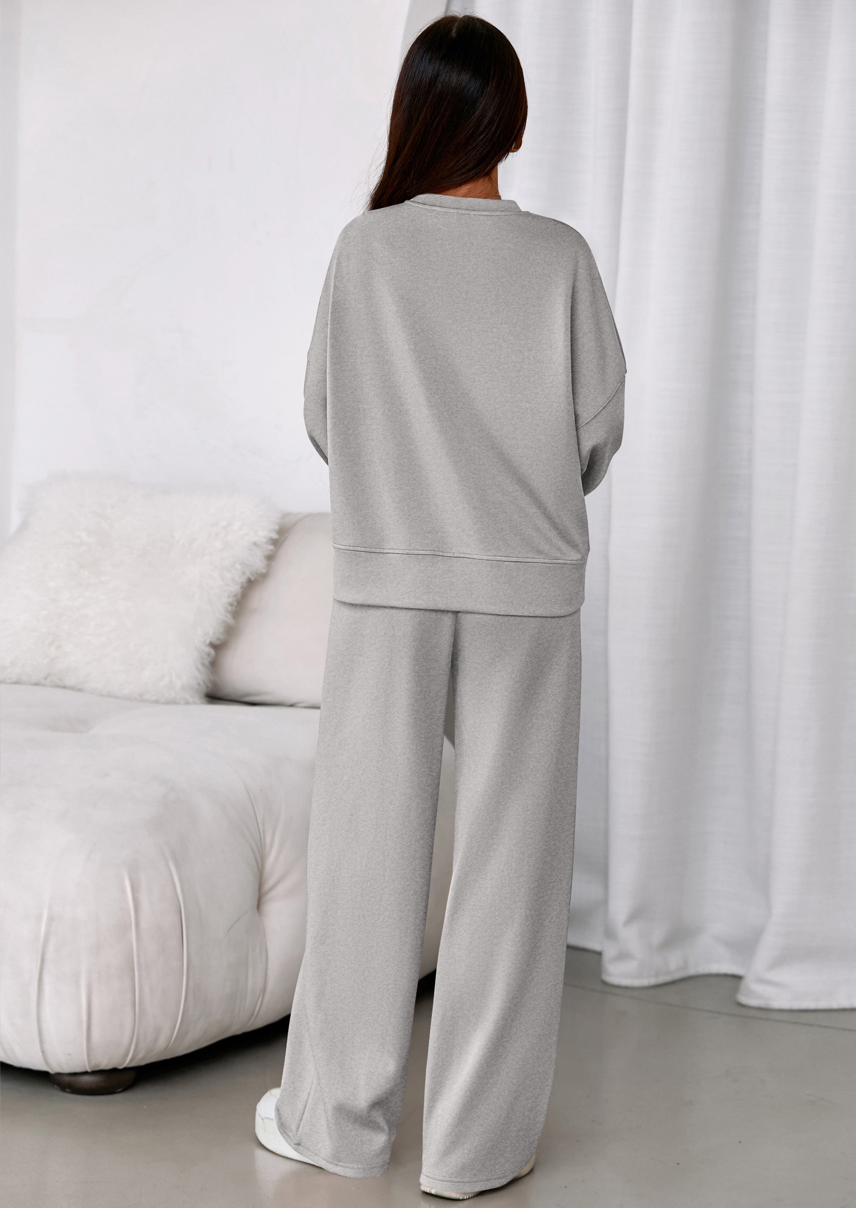 PRETTYGARDEN 2 Piece Sets For Women Fall Trendy Long Sleeve Sweatshirt Wide Leg Pants Loungewear Set Matching Sweatsuit