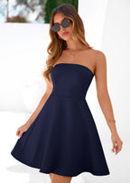 PRETTYGARDEN Women's Strapless Mini Summer Dress Spring A Line Tube Top Sundress Cocktail Party Short Dresses