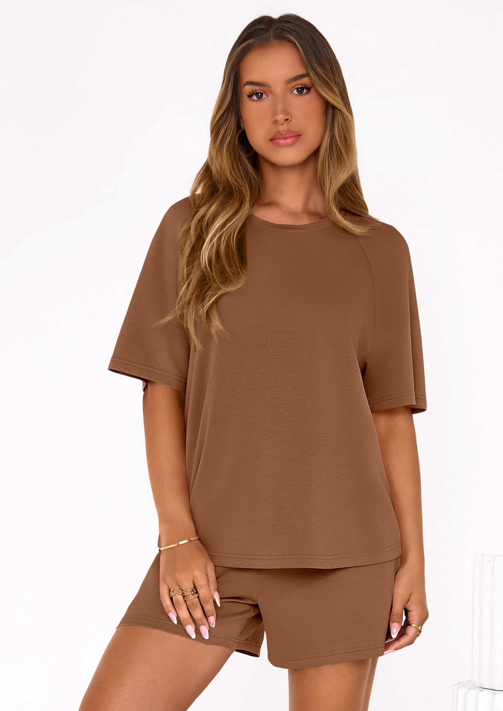 PRETTYGARDEN Women's 2 Piece Lounge Sets Short Sleeve Shirts Casual Tops Shorts Matching Clothing Summer Airport Outfits