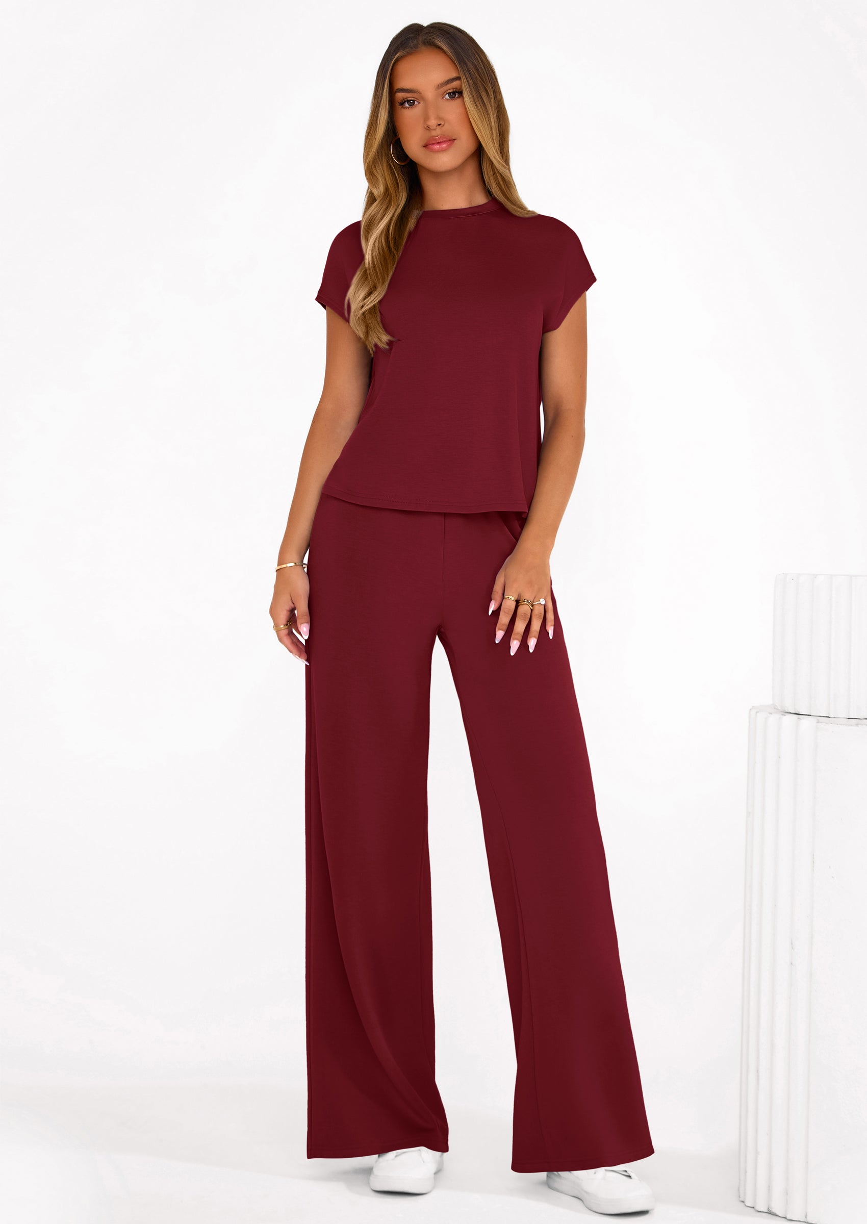 PRETTYGARDEN Womens 2 Piece Outfits Casual Cap Sleeve Lounge Set Summer Tracksuits Matching Sets Beach Fashion Travel Clothes