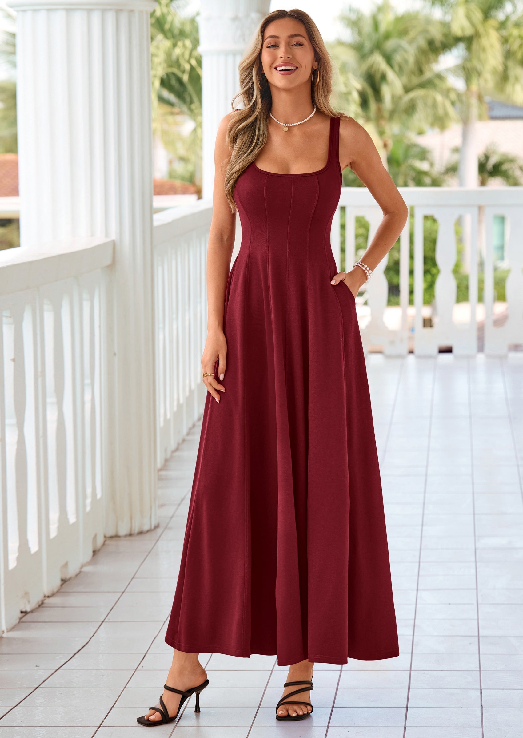 PRETTYGARDEN Cocktail Dresses for Women Formal Summer Sleeveless A Line Long Flowy Spring Wedding Guest Party Midi Dress
