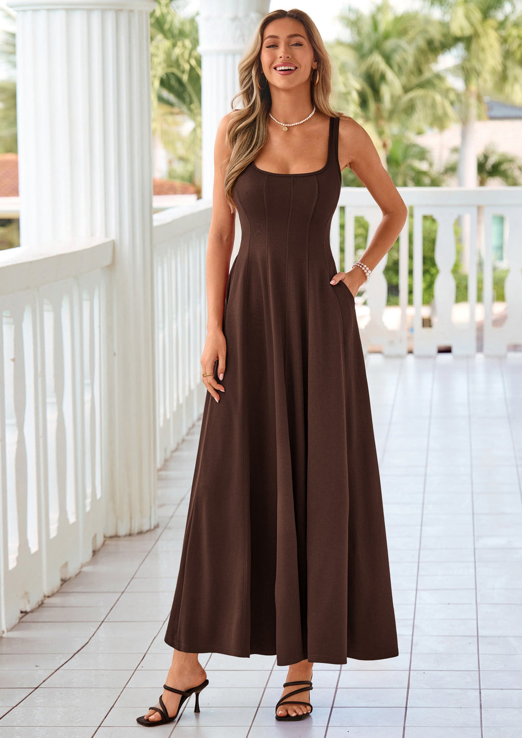 PRETTYGARDEN Cocktail Dresses for Women Formal Summer Sleeveless A Line Long Flowy Spring Wedding Guest Party Midi Dress