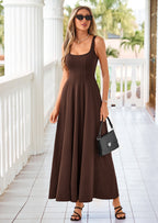 PRETTYGARDEN Cocktail Dresses for Women Formal Summer Sleeveless A Line Long Flowy Spring Wedding Guest Party Midi Dress