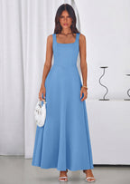 PRETTYGARDEN Womens Summer Dresses Sleeveless Elegant Square Neck Aline Swing Maxi Beach Wedding Guest Dress Pockets