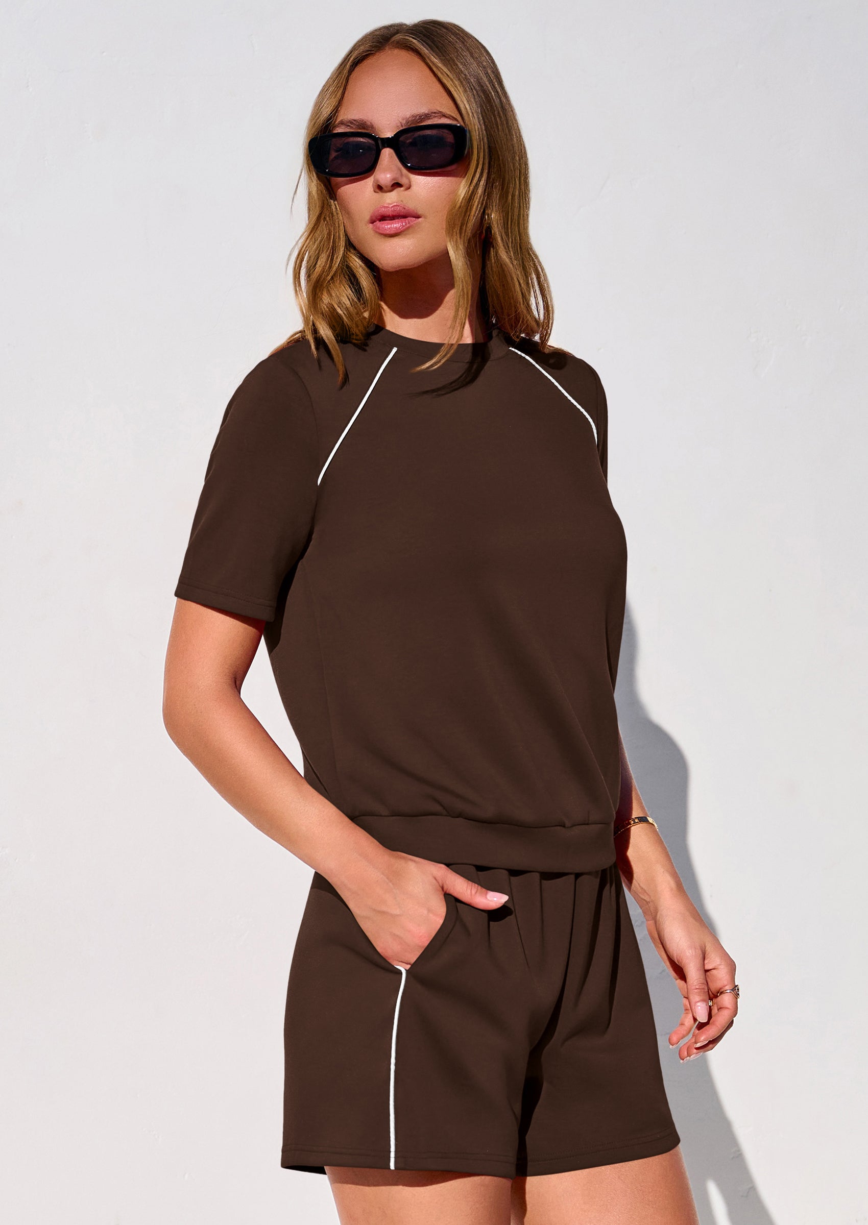 PRETTYGARDEN Sweatsuits Women 2 Piece Outfit Summer Lounge Shorts Sets Matching Spring Travel Beach Vacation Clothes