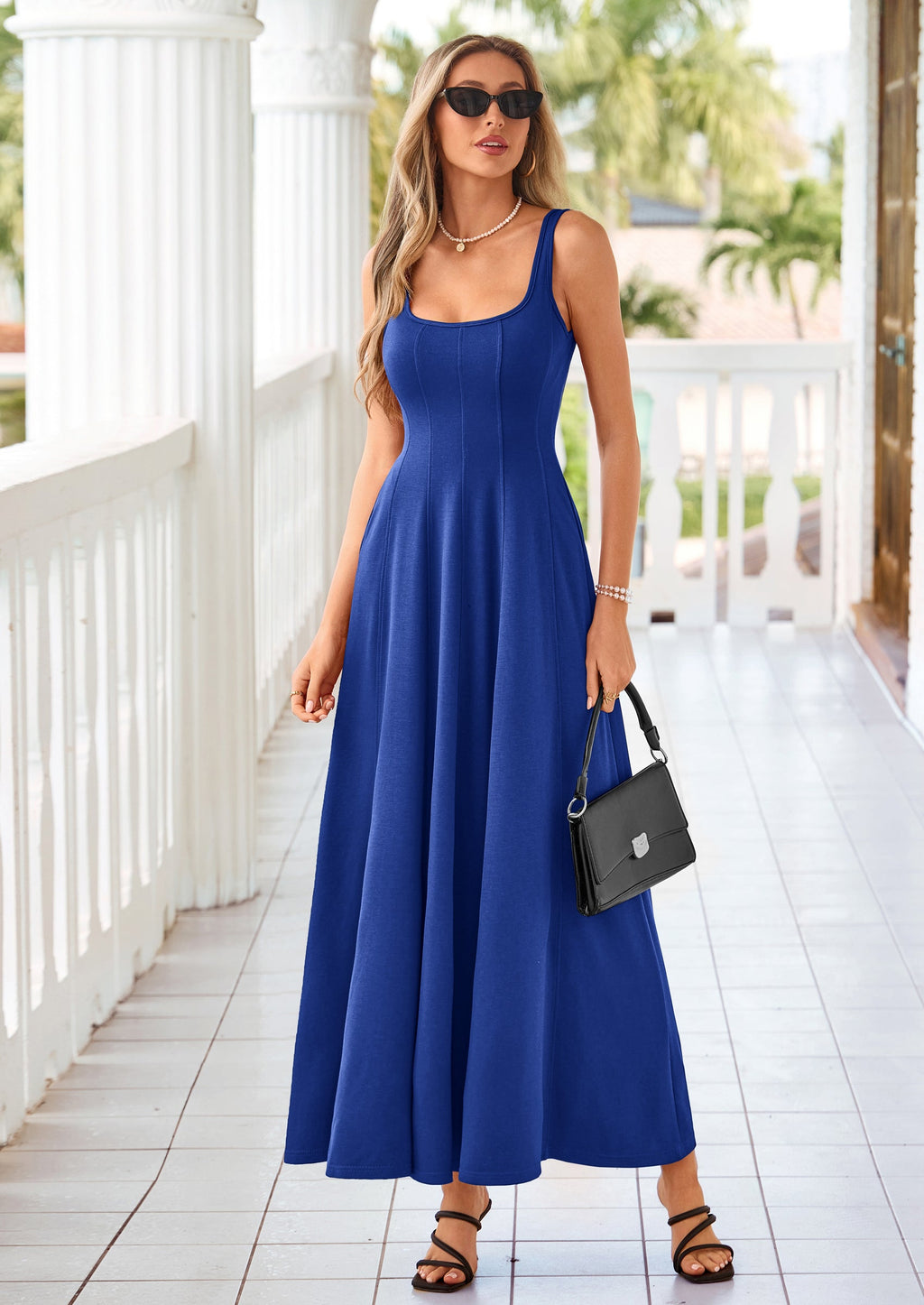 PRETTYGARDEN Cocktail Dresses for Women Formal Summer Sleeveless A Line Long Flowy Spring Wedding Guest Party Midi Dress