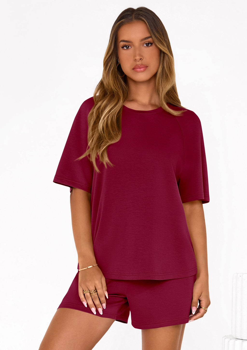 PRETTYGARDEN Women's 2 Piece Lounge Sets Short Sleeve Shirts Casual Tops Shorts Matching Clothing Summer Airport Outfits