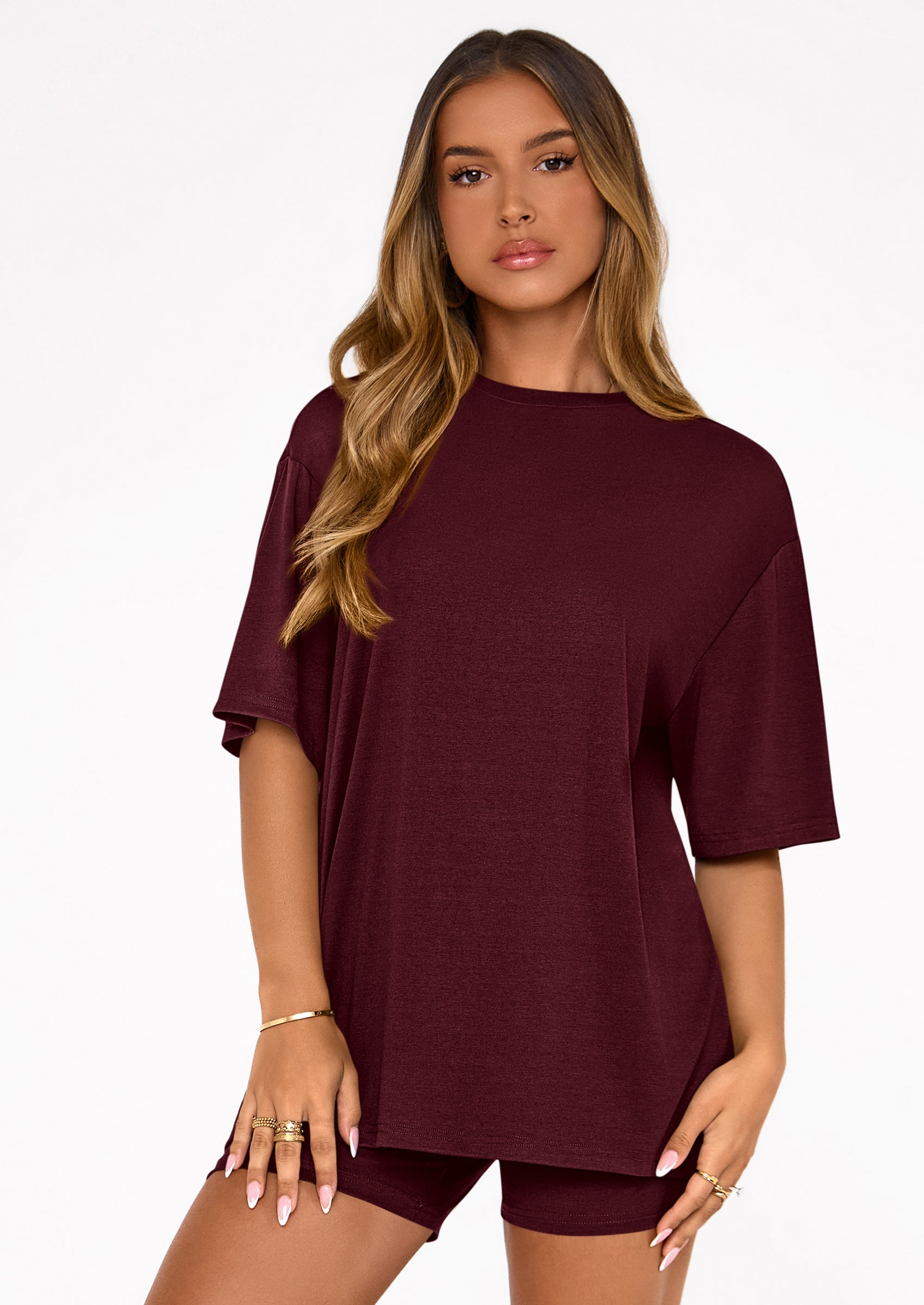 PRETTYGARDEN Women's Two Piece Matching Lounge Sets Summer Casual Tops Short Sleeve Shirts Shorts Travel Airport Outfits