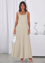 PRETTYGARDEN Womens Summer Dresses Sleeveless Elegant Square Neck Aline Swing Maxi Beach Wedding Guest Dress Pockets