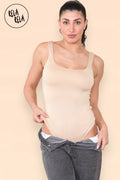 Square Neck Sculpting Thong Bodysuit in Nude