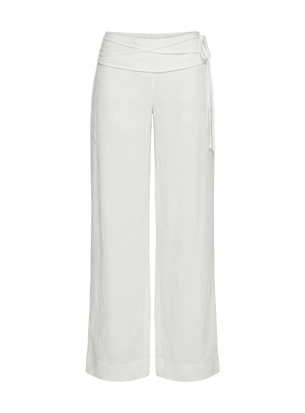 Silver Moon Linen Blend Tie Pants White