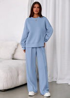 PRETTYGARDEN 2 Piece Sets For Women Fall Trendy Long Sleeve Sweatshirt Wide Leg Pants Loungewear Set Matching Sweatsuit