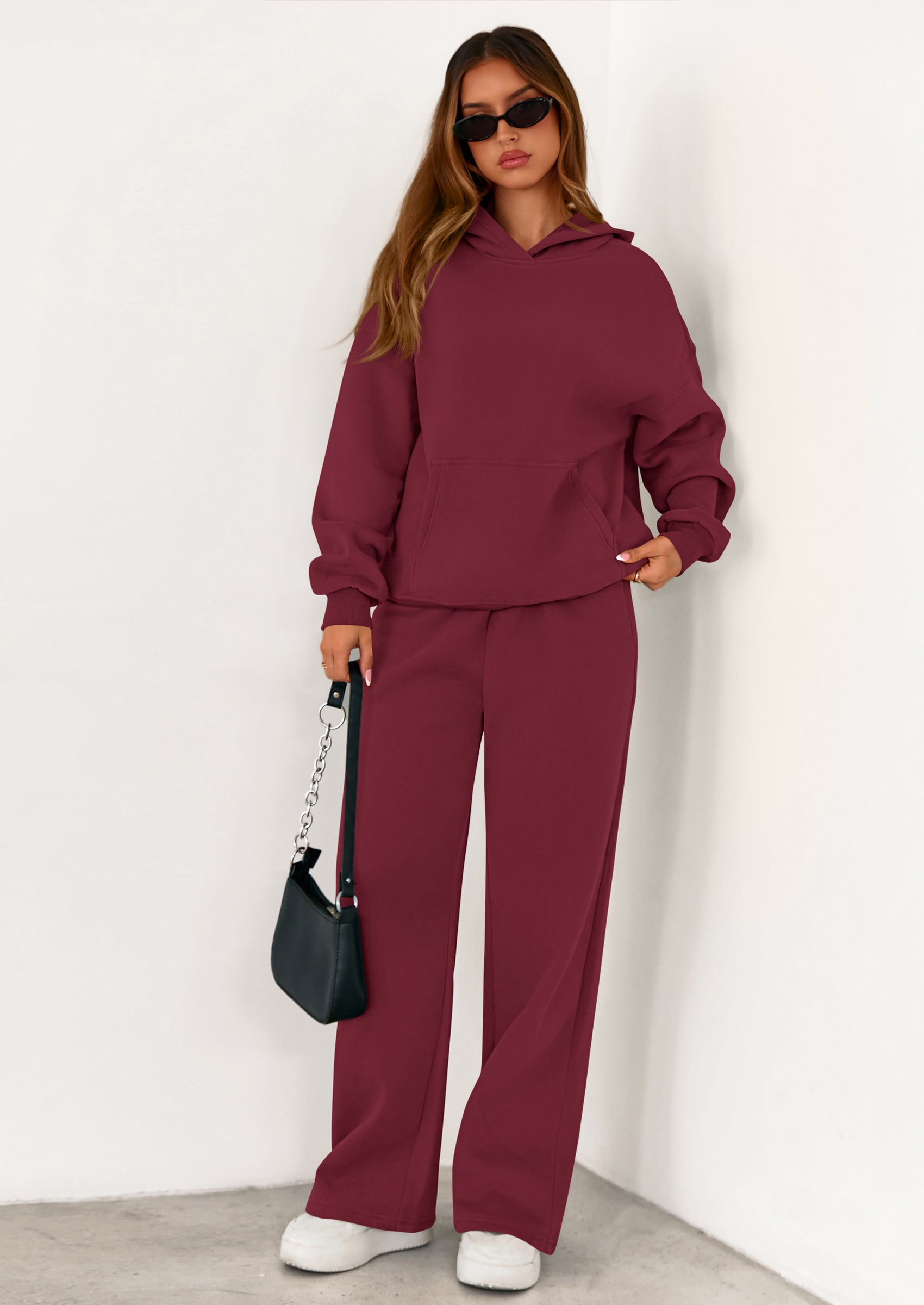 PRETTYGARDEN Women's 2 Piece Outfits Fall Sweatsuits Oversized Hoodies Wide Leg Sweatpants Tracksuits Lounge Matching Sets
