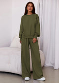 PRETTYGARDEN Womens 2 Piece Sets Long Sleeve Sweatshirt Wide Leg Pants Loose Matching Lounge Set Trendy Fall Outfits