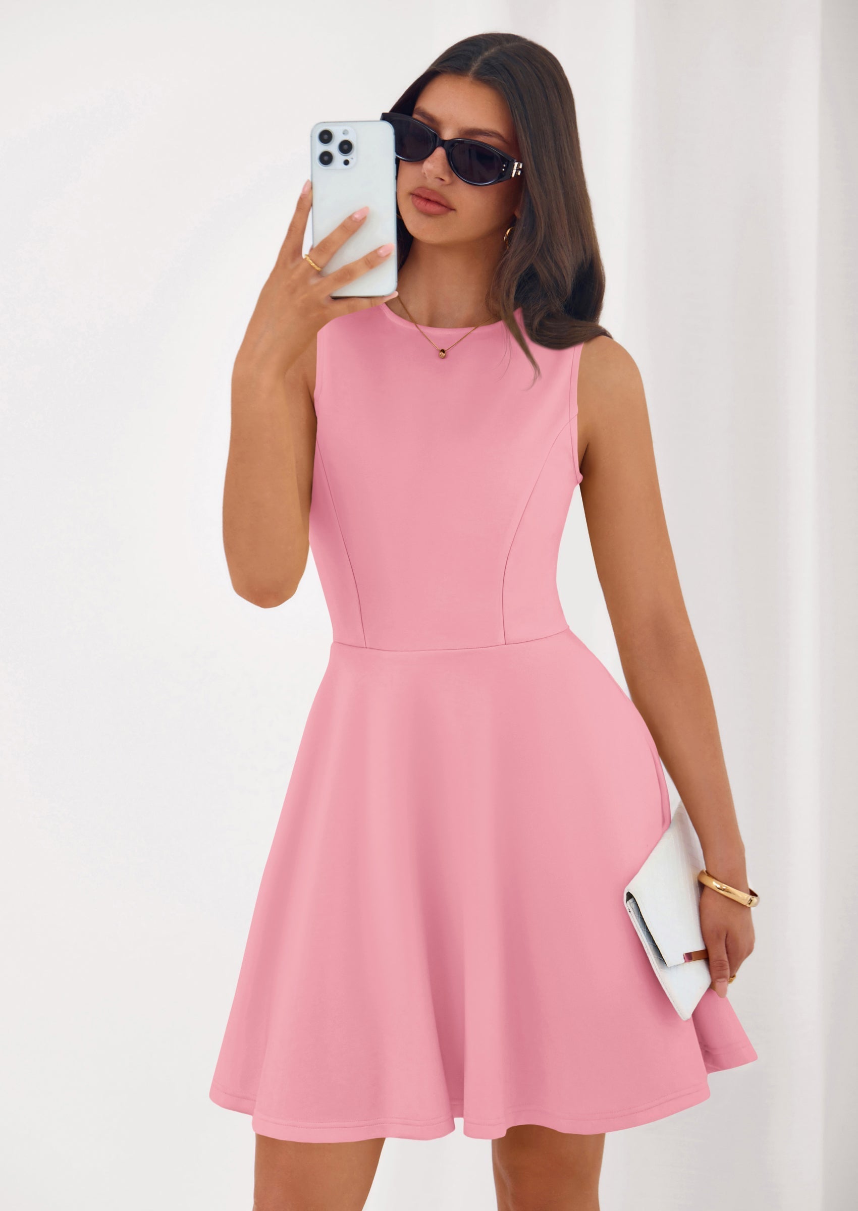 PRETTYGARDEN A Line Dresses for Women Elegant Classy Sleeveless Summer Short Tank Cocktail Party Spring Mini Dress