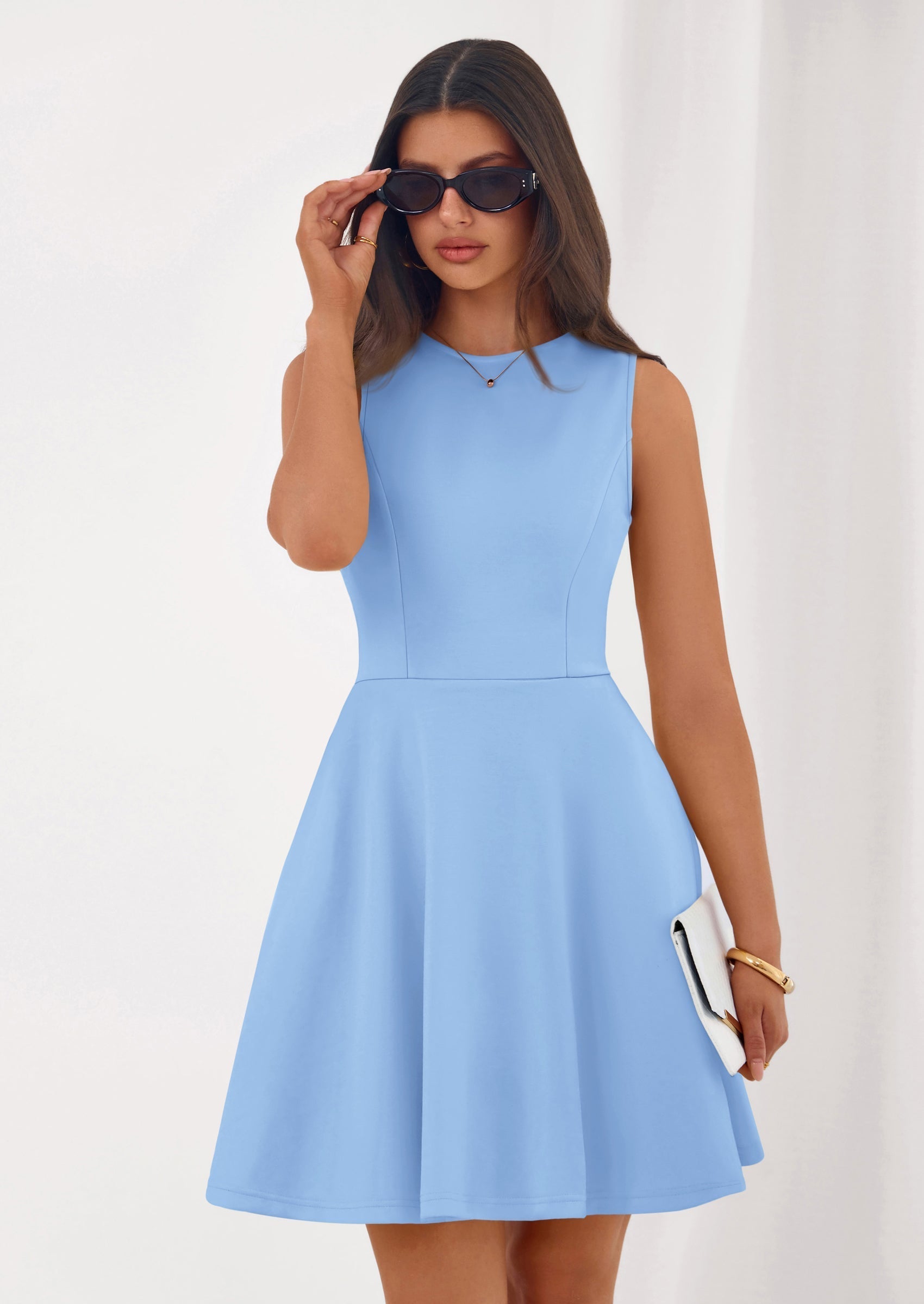 PRETTYGARDEN A Line Dresses for Women Elegant Classy Sleeveless Summer Short Tank Cocktail Party Spring Mini Dress