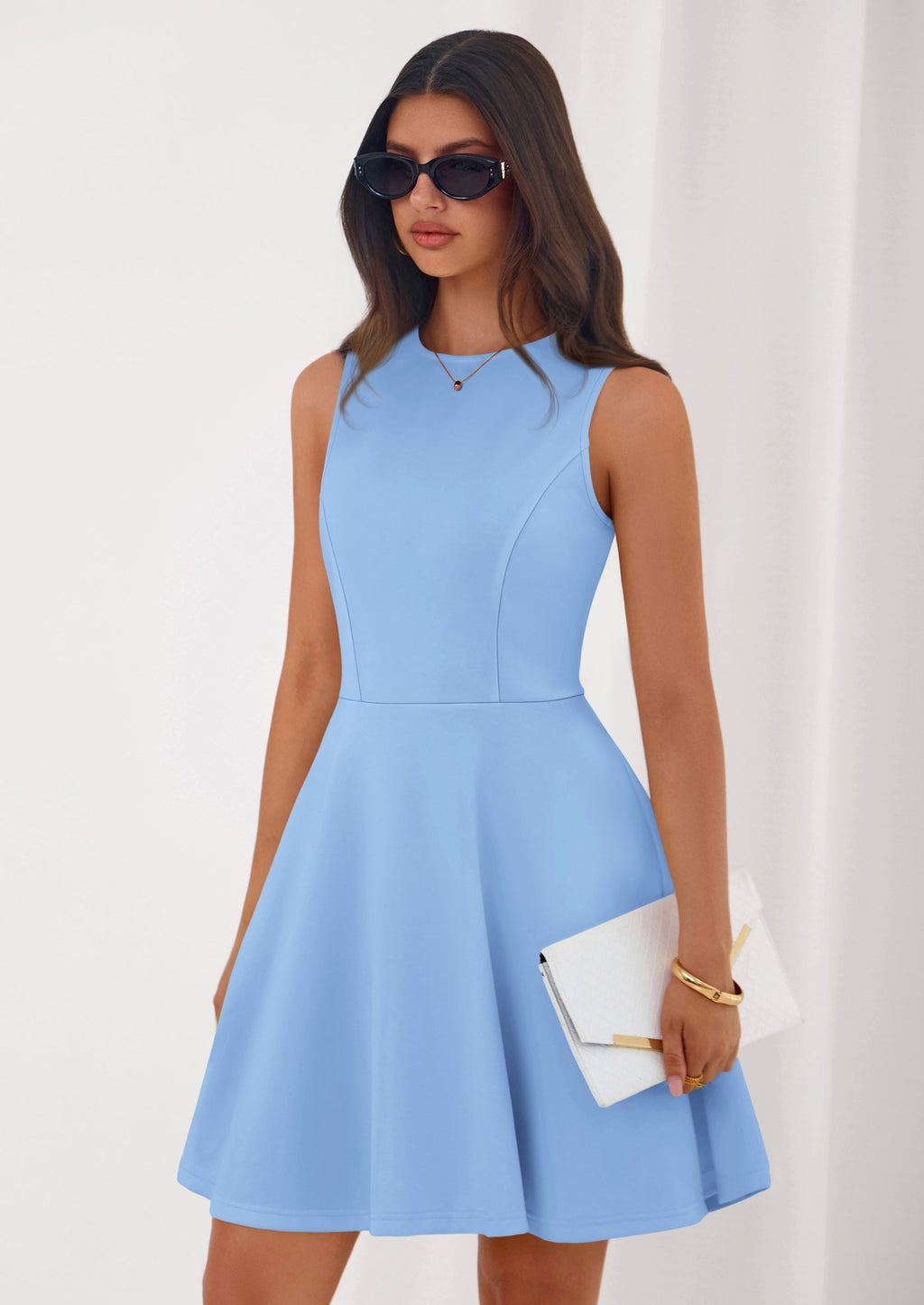 PRETTYGARDEN A Line Dresses for Women Elegant Classy Sleeveless Summer Short Tank Cocktail Party Spring Mini Dress