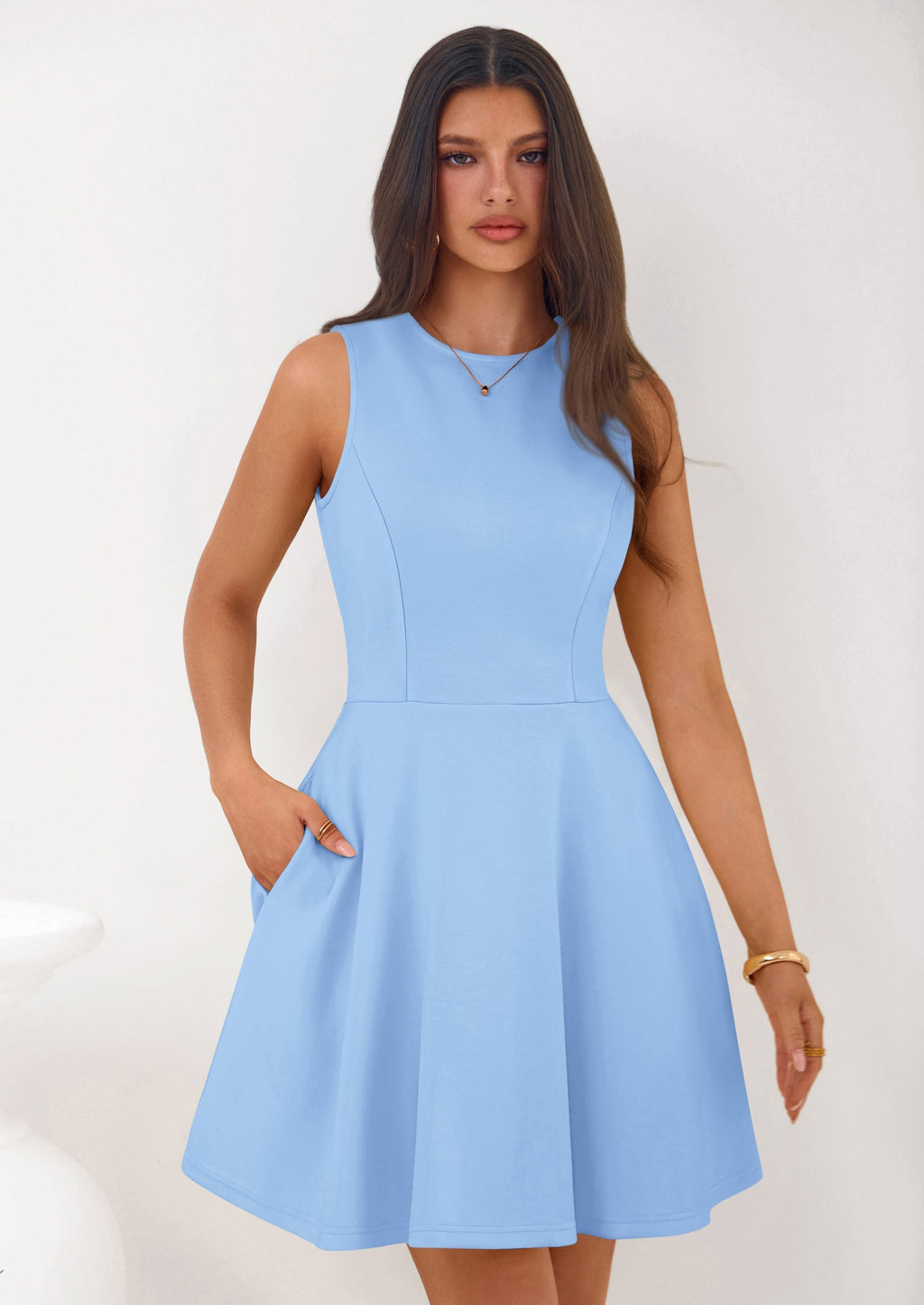 PRETTYGARDEN A Line Dresses for Women Elegant Classy Sleeveless Summer Short Tank Cocktail Party Spring Mini Dress