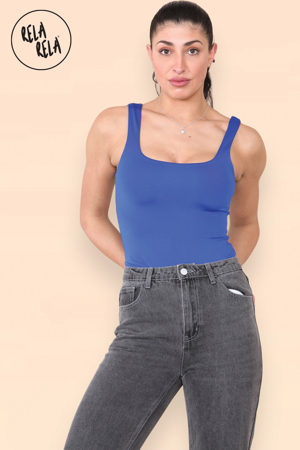 Square Neck Sculpting Thong Bodysuit in Royal Blue